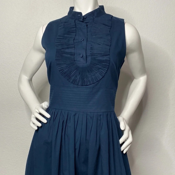 Eliza J Dark Blue Ruffle Front Fit & Flare Dress - Picture 3 of 7